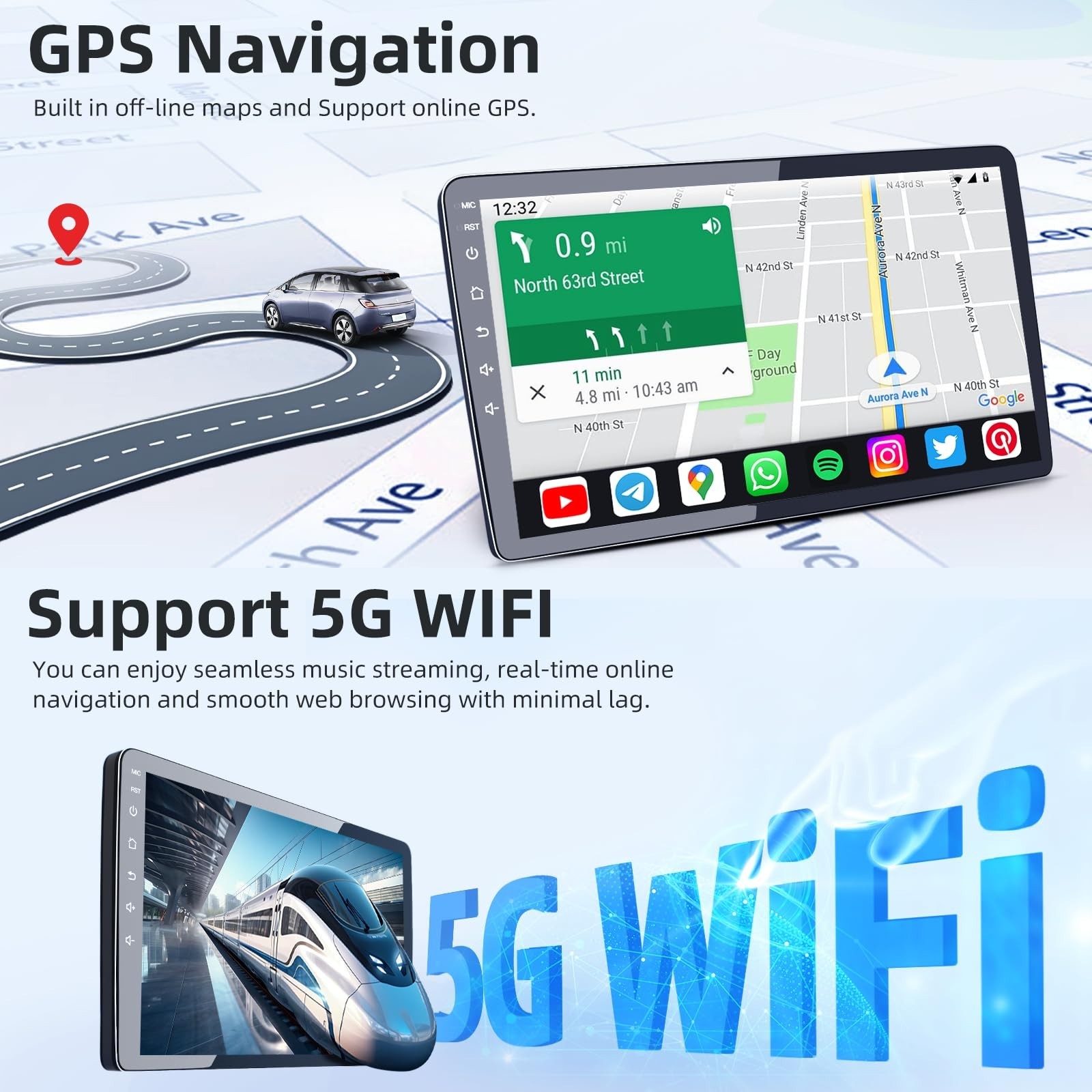 [4Core+64GB] Car Radio Stereo for Jeep Patriot Compass 2010 2011 2012 2013 20…