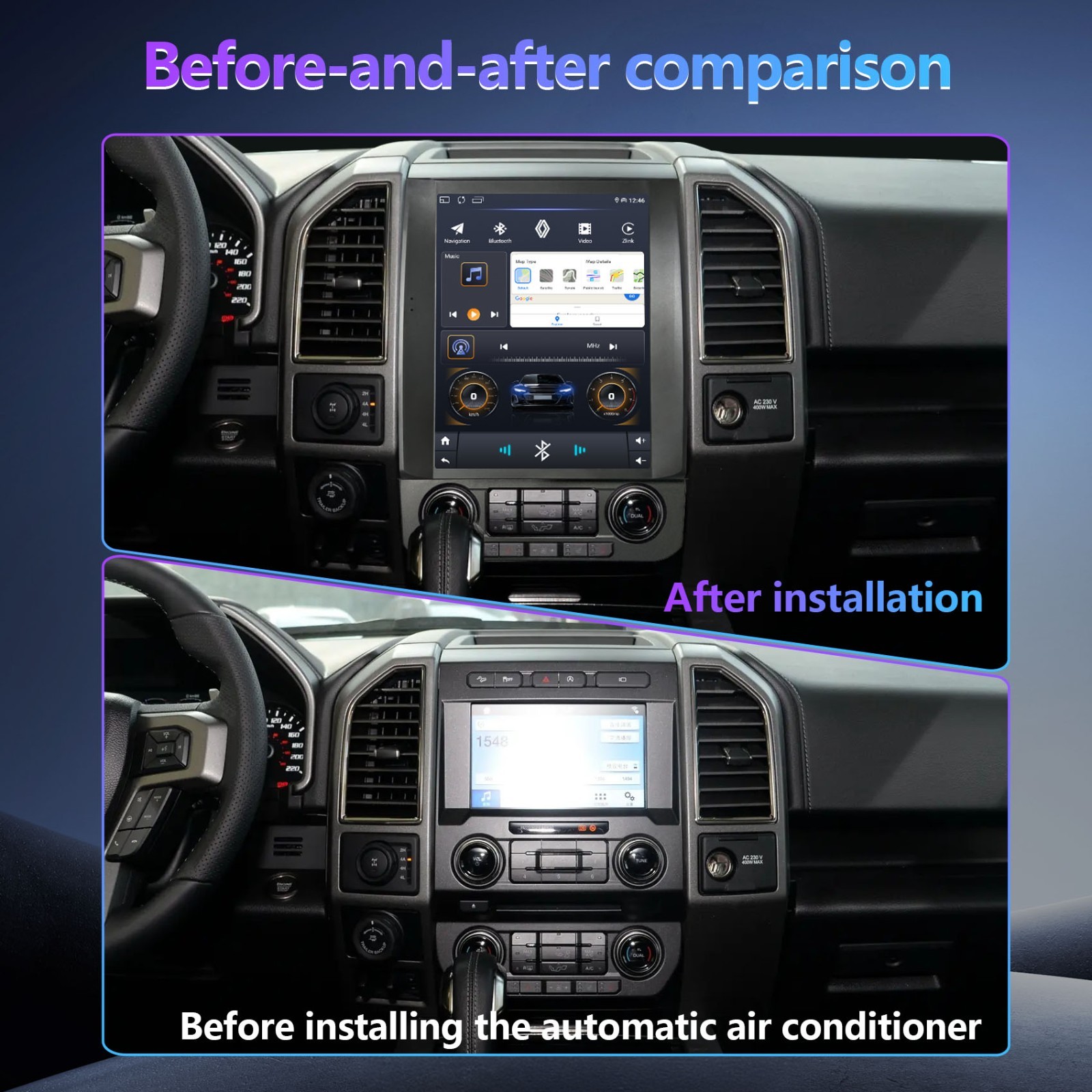 8Core 6+128G Android13 Car Stereo Radio CarPlay GPS Navi For 2015-2020 Ford F150