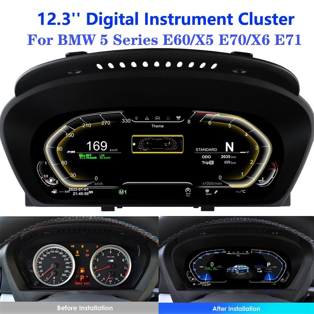 12.3″ LCD Digital Cluster Multifunctional Speedometer For BMW X5 E70 2007-2013