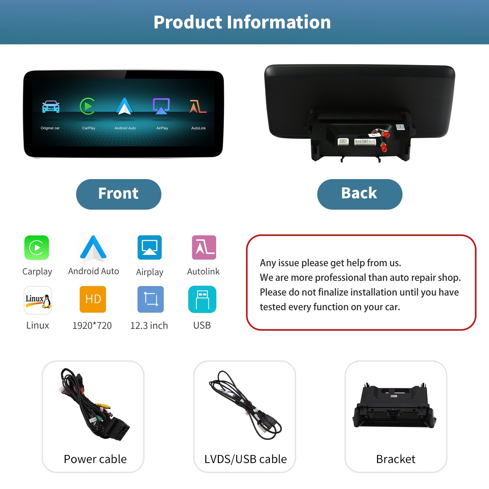 12.3′ Wireless Carplay/Android Auto for Mercedes Benz NTG5.0 GLA CLA GLC