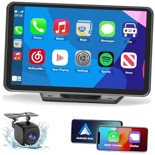 Wireless CarPlay Screen for Car, 7″ HD Portable Stereo Touchscreen with CAS02