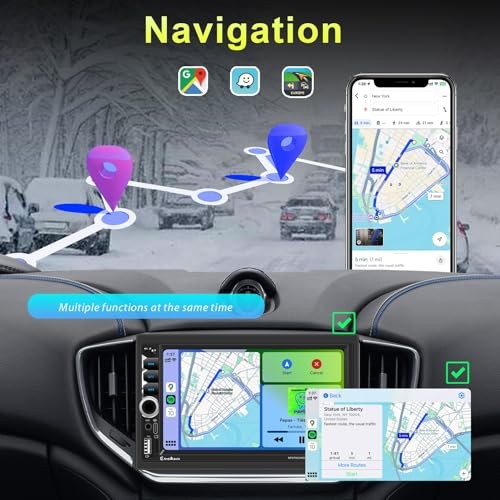 Wireless Apple CarPlay Double Din,7″ Car Bluetooth 5.2,FM Car Radio,IPS