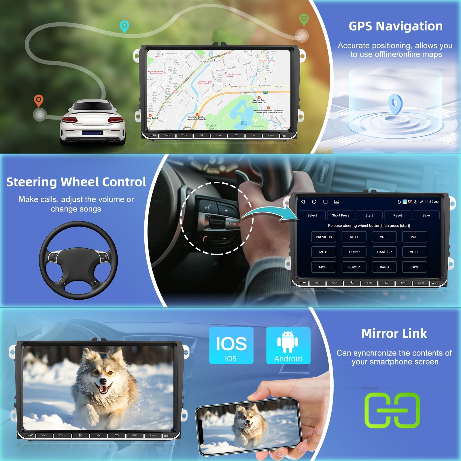 [4G+64G] Android Car Radio for VW Jetta Passat Seat Golf Tiguan Beetle, 9 inc…