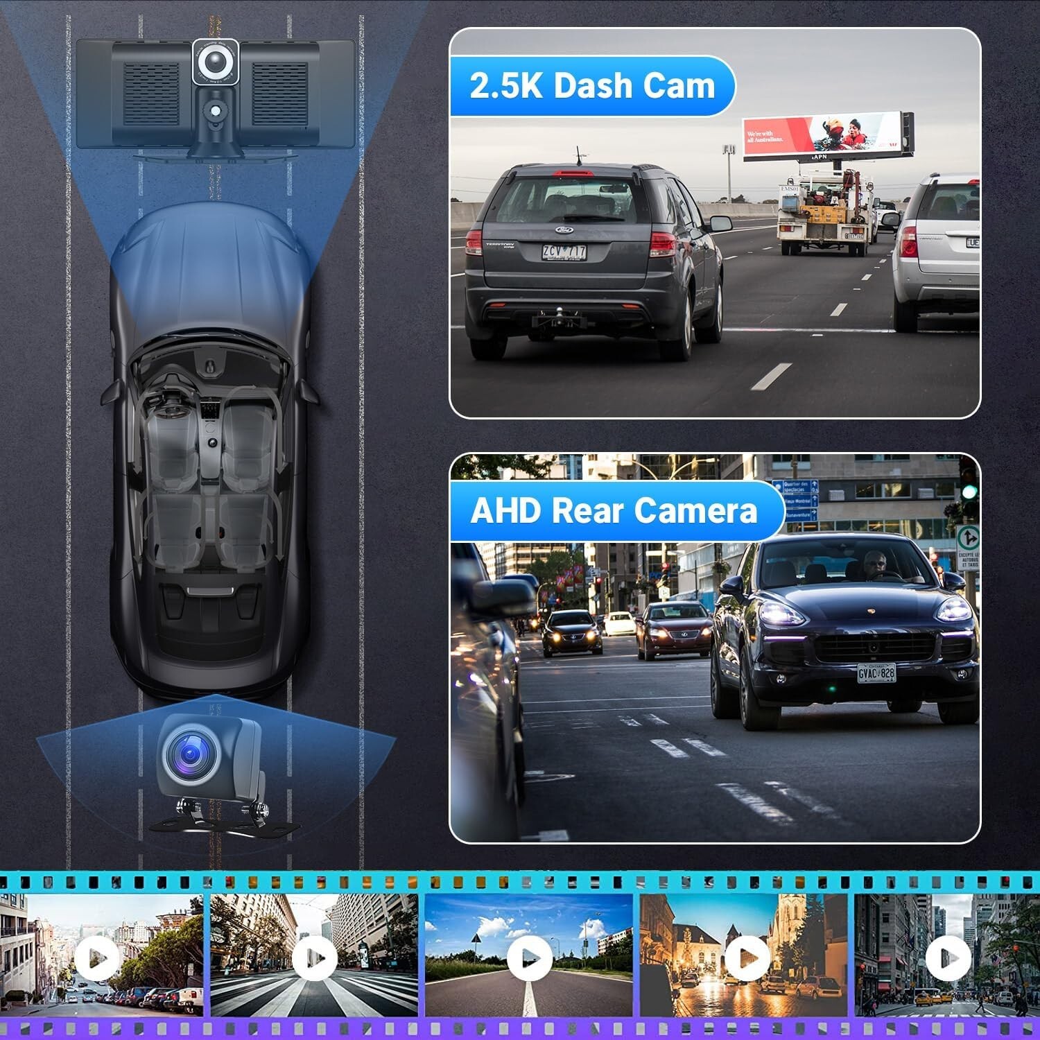 Leadfan Wireless Carplay Car Stereo Radio 2.5K Dash Cam, 9.3″ IPS Touchscreen