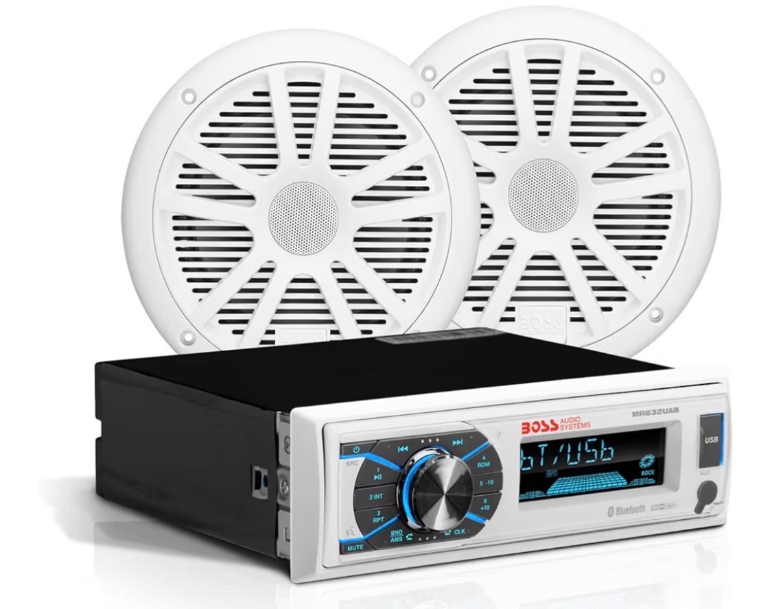 MCK632WB.6 Marine Boat Bluetooth Stereo & 6.5 Inch Speakers – No CD DVD Player,