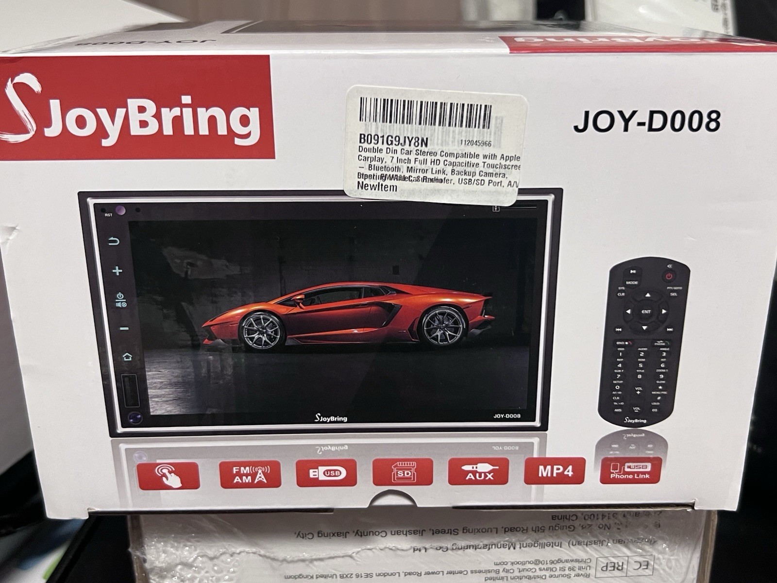 JoyBring JOY-D008 Double Din Car Stereo 7” Touchscreen Bluetooth USB AUX NEW