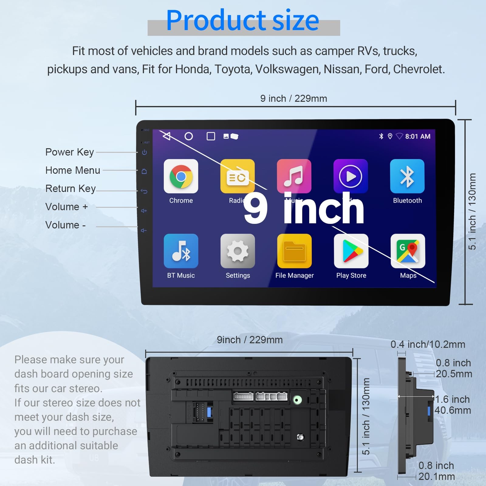 Haudio 9″ Double Din Car Stereo with Wireless Apple CarPlay & Android Auto | …