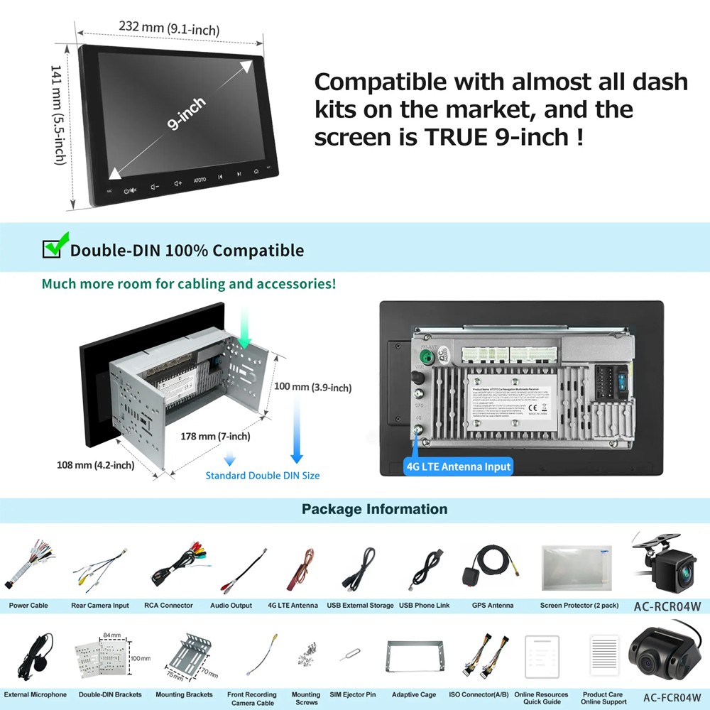 ATOTO 7″ S8 Ultra Level Android Car Stereo 2DIN Dual Bluetooth Front & Rear CAM