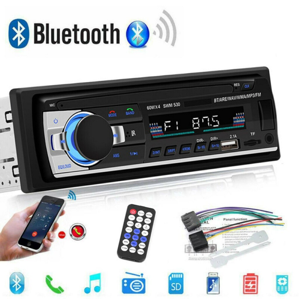 1 DIN Car Stereo Audio Bluetooth In-Dash FM Aux Input USB MP3 Radio Player