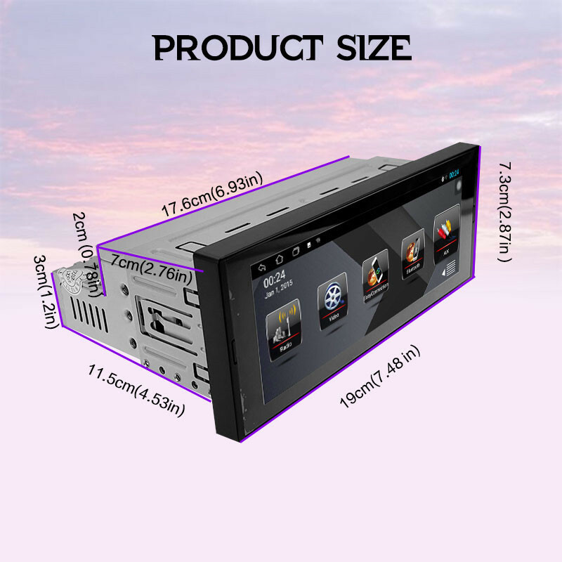1 Din Car Stereo FM Radio MP5 Player 6.9in IPS Touch Screen BT GPS WiFi 1+16G