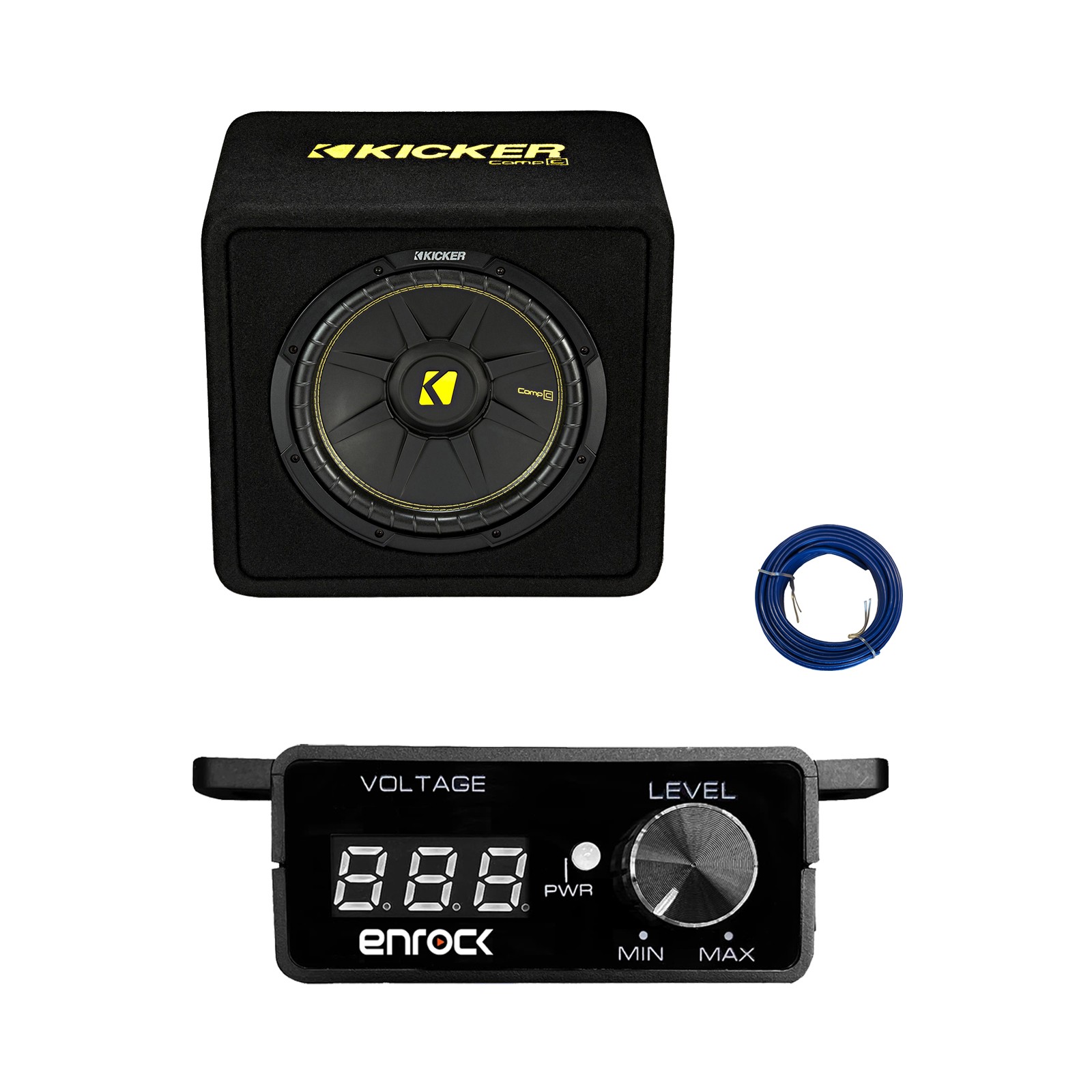 Kicker 12″ 600 Watt Car Audio Subwoofer in Vented Enclosure, Bass Knob w/ Wire