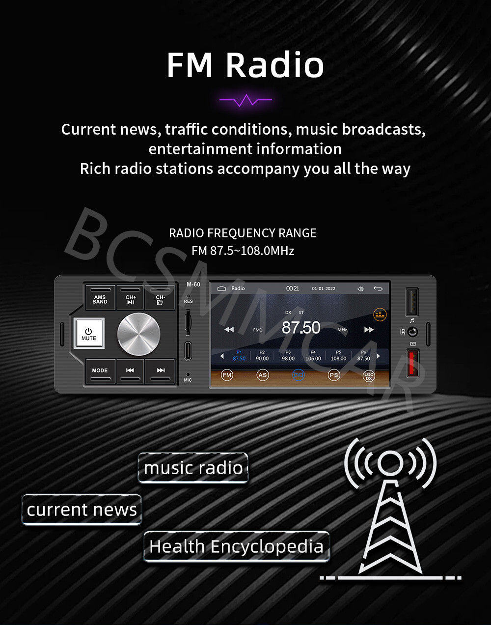 Car Radio Stereo Single 1DIN MP5 Player Bluetooth Mirror Link For Apple Carplay