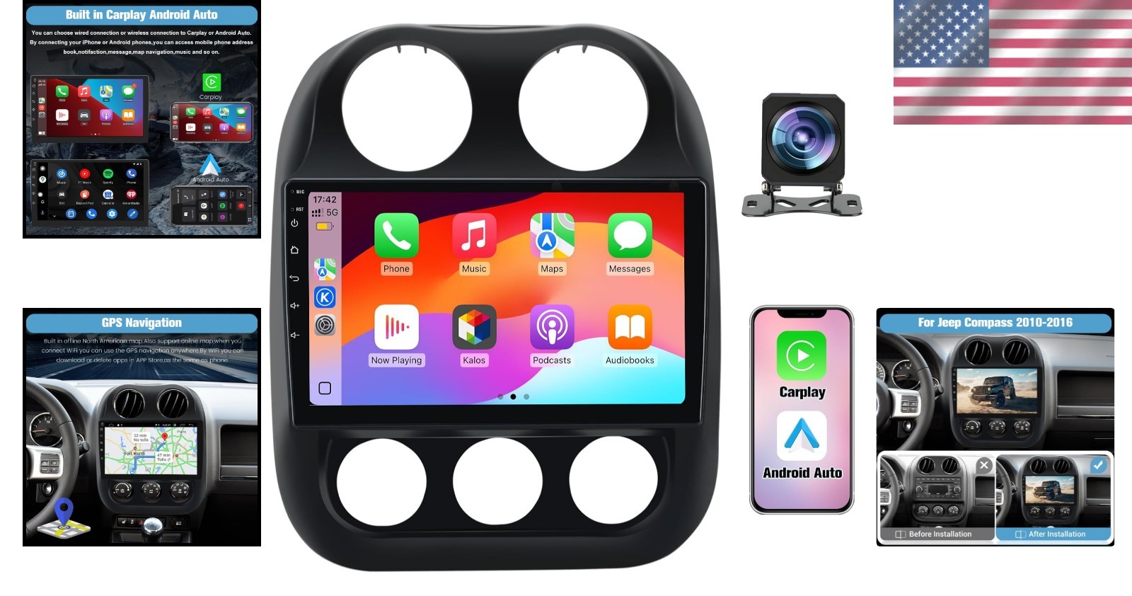 10″ Car Stereo for Jeep Compass Patriot with CarPlay Android