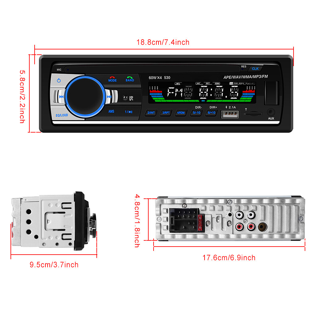 Car Stereo Audio Bluetooth In-Dash FM Aux Input Receiver SD USB MP3 Radio Player