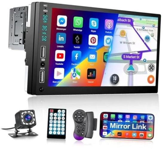 Single Din Car Stereo with iOS/Android Mirror Link 7 Inch Single Din 7050