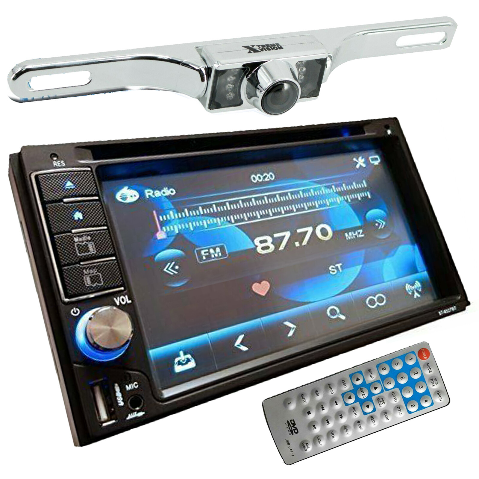 6.2″ 2 DIN 200W Car Audio DVD Touch Screen Bluetooth Mirror link Apple GPS NAV