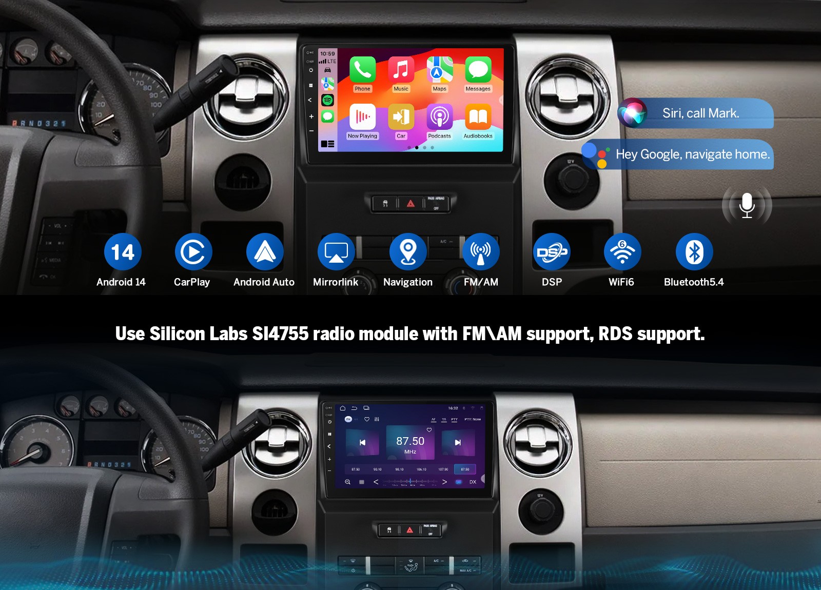 FDF1X7A for Ford F150 9 inch Android 14 4+64 Car Radio Wireless Apple CarPlay BT