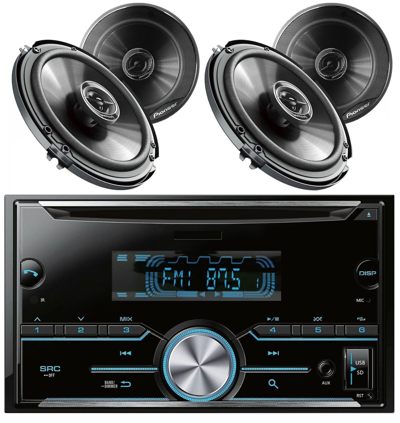 STX Double DIN CD/MP3 Radio Head Unit Bluetooth Car Receiver+ 4x Speakers G1645R