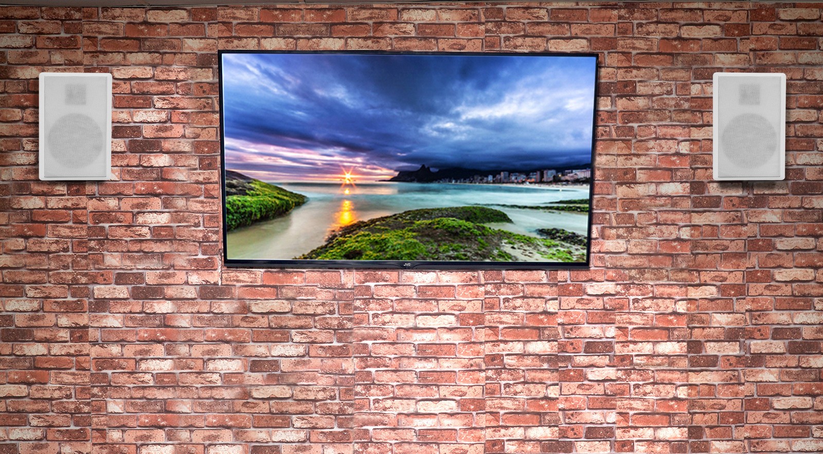 8 Rockville RockSlim White Home Theater 5.25″ 240w Easy Wall Mount Slim Speakers