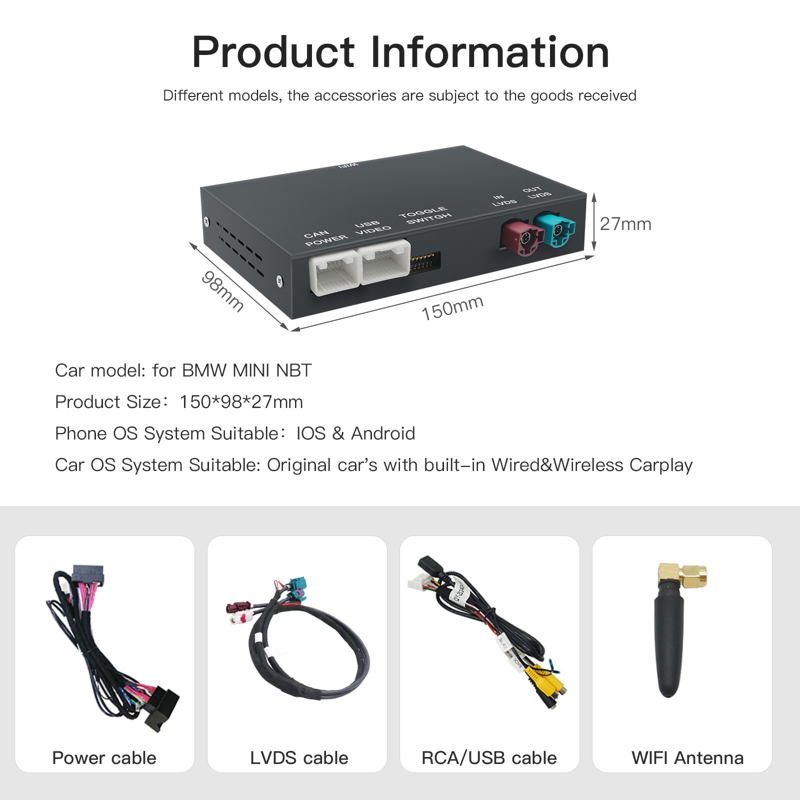 Wireless CarPlay/Android Auto Module For BMW F30 F31 F34 F35 F32 F33 F10 F11 F48