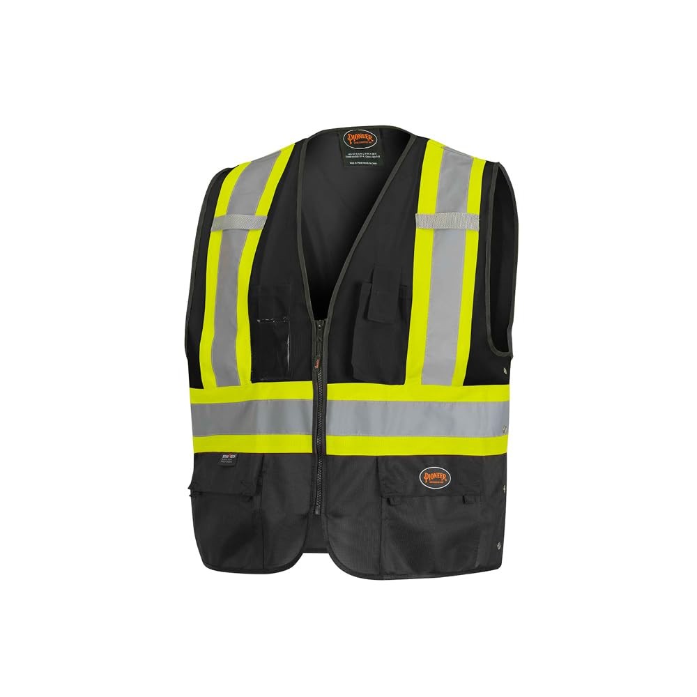 Safety Vest, Hi Vis Reflective Solid Neon, 8 Pockets, Zipper, Adjustable for …