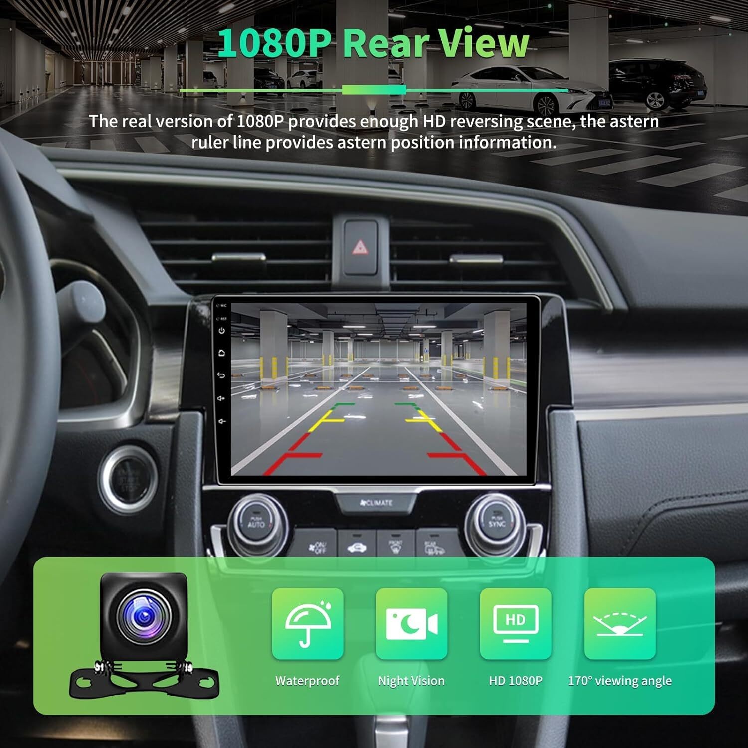 9” Android 13.0 Radio For Honda Civic 2016-2021 4Core 4+64G WiFi GPS Car Player