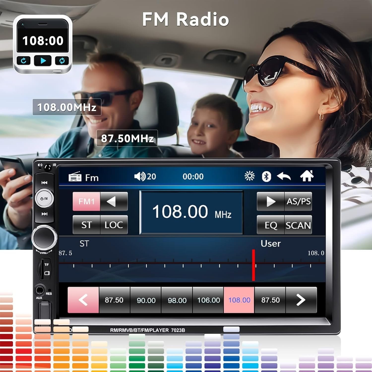 7″ Double Din Bluetooth MP5 Car Stereo with Backup Camera & Touchscreen Control