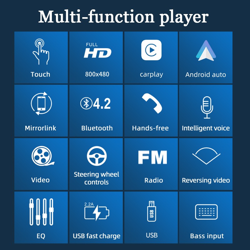 2Din Built-in Carplay Android Auto Car Radio Bluetooth FM 8″ Touch Screen Player