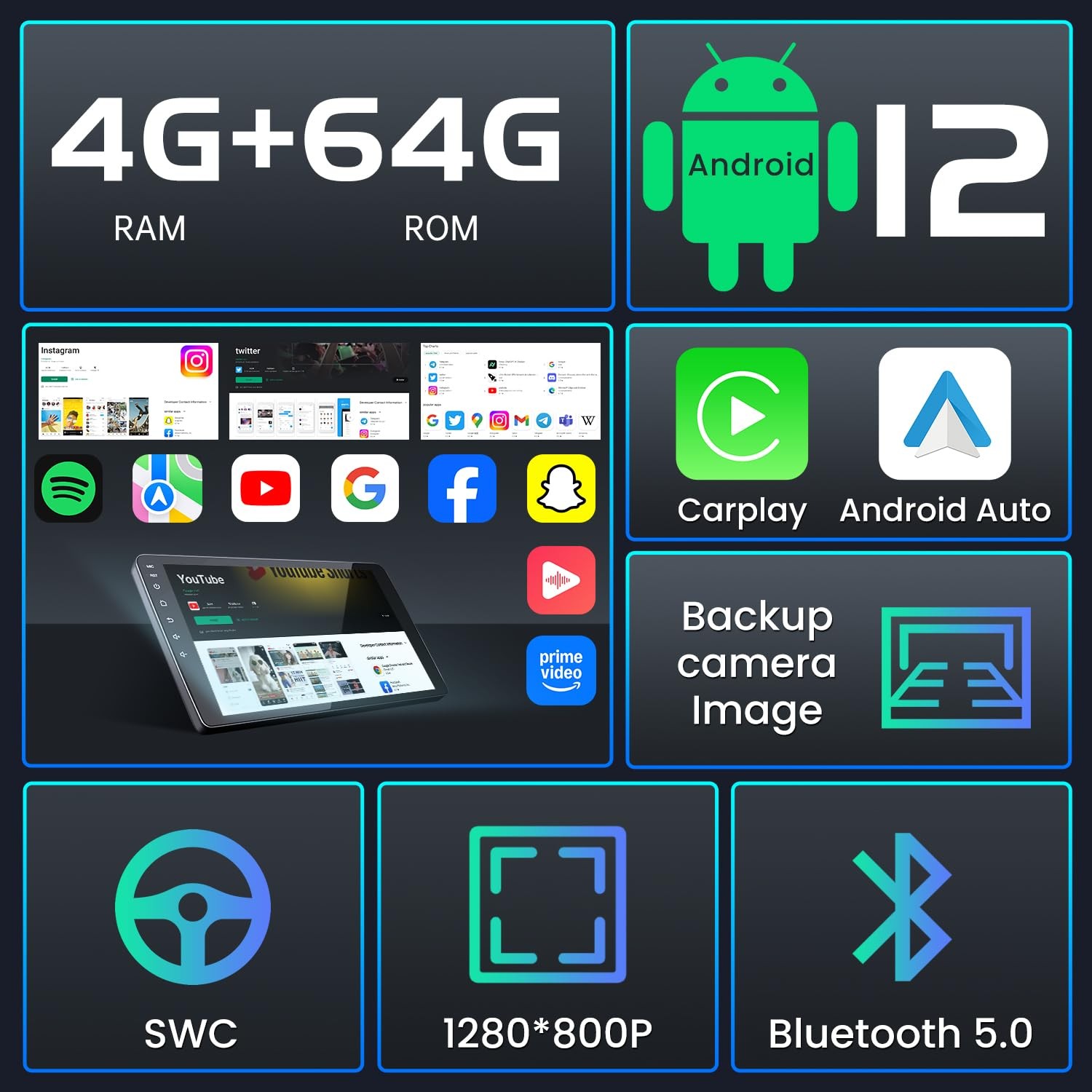 4+64G For 2009 2010 11 12 2013 Ford F150 Car Radio Auto GPS Carplay FM 1280*800