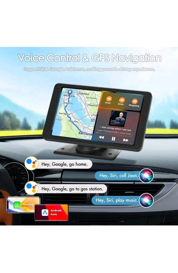 Wireless CarPlay Screen 7″ HD Portable Car Stereo Touchscreen Multimedia Player