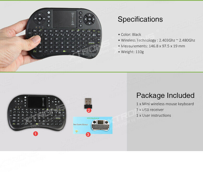 Mini 2.4Ghz Wireless Mini Keyboard with Touchpad for PC Android Smart TV BOX KY