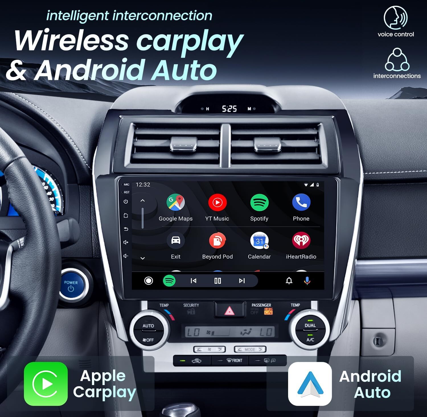 For 2012-2014 Toyota Camry 10.1″ Car Stereo Radio Android 12 Carplay GPS +Camera