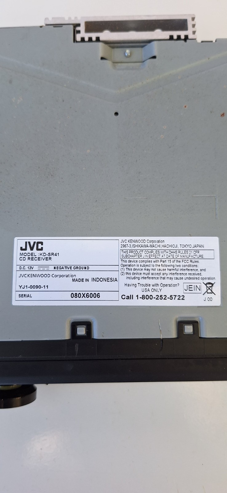 JVC KD-SR41 CD Receiver YJ1-0090-11 USB WMA/MP3/WAV