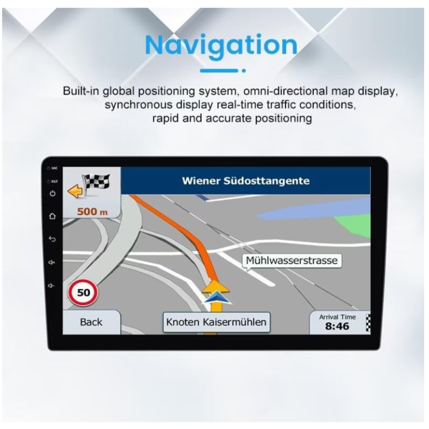 Android 7inches touch screen with Carplay, WiFi, Navigation, Bluetooth & Camera