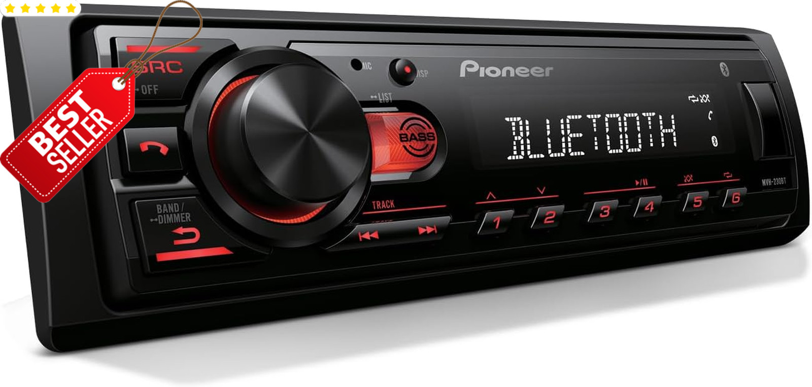 MVH S230BT 1 Din Digital Media Receiver Bluetooth USB AM FM Radio 50Wx4 US