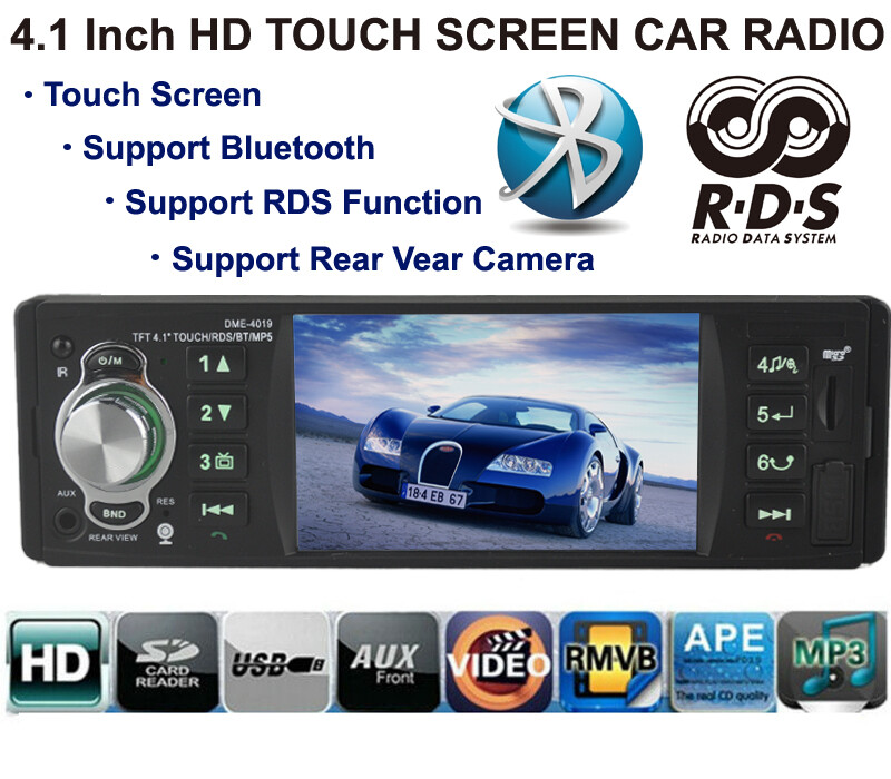 Single 1Din Car Radio MIrror Link FM MP5 RDS 4.1Inch Bluetooth Touch Screen