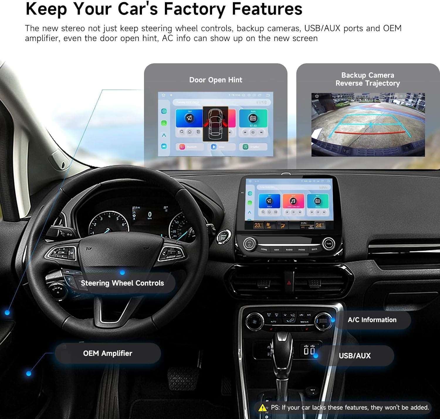 Dasaita 9” Car Stereo Radio for Ford EcoSport 2018-2021 Plug&Play Carplay GPS