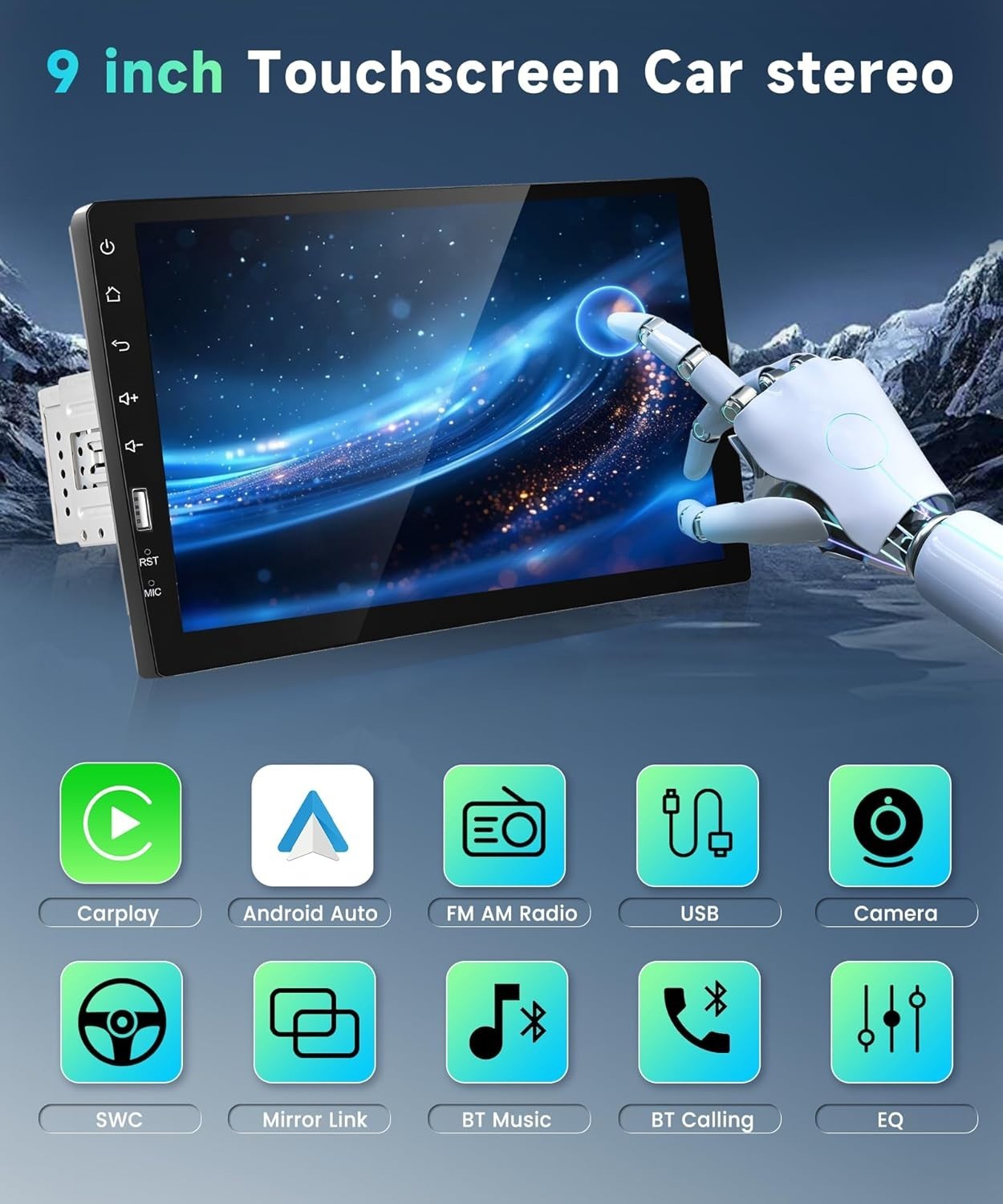 HD Touchscreen Car Audio Receiver with Bluetooth, FM Radio & Backup Camera Input
