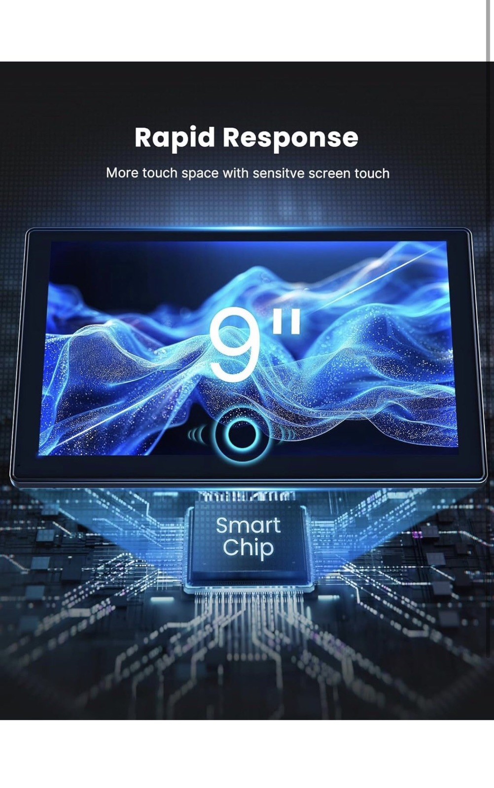 Carplay Screen for Car, 9″ Portable Wireless Carplay & Android Auto, 4K DashCam