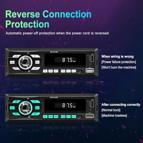 Car Radio Bluetooth Single DIN Car Stereo Audio, Car Audio with Dual P4