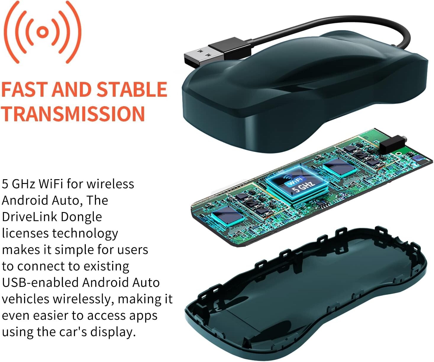 Android Auto Wireless Adapter for 2016+ Factory Cars Converts Wired Android Auto