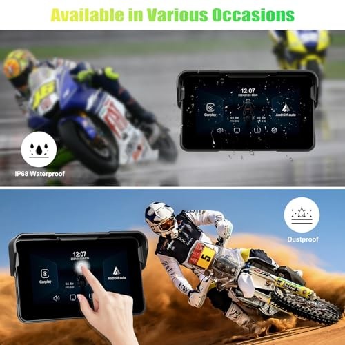 Removable Motorcycle CarPlay & Android Auto Screen, Wireless Apple Car Play