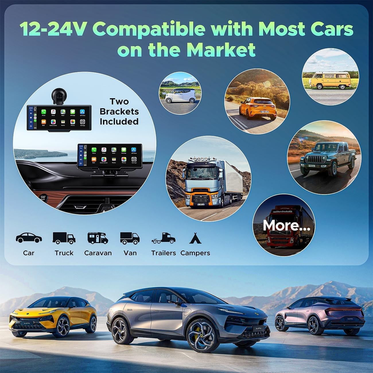 9.26″ 2.5K Dash Cam Car Stereo Radio Apple Carplay&Android Auto GPS+1080P Camera