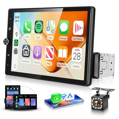 MAHVEC 10.4 Single Din Car Stereo Wireless CarPlay Android Auto