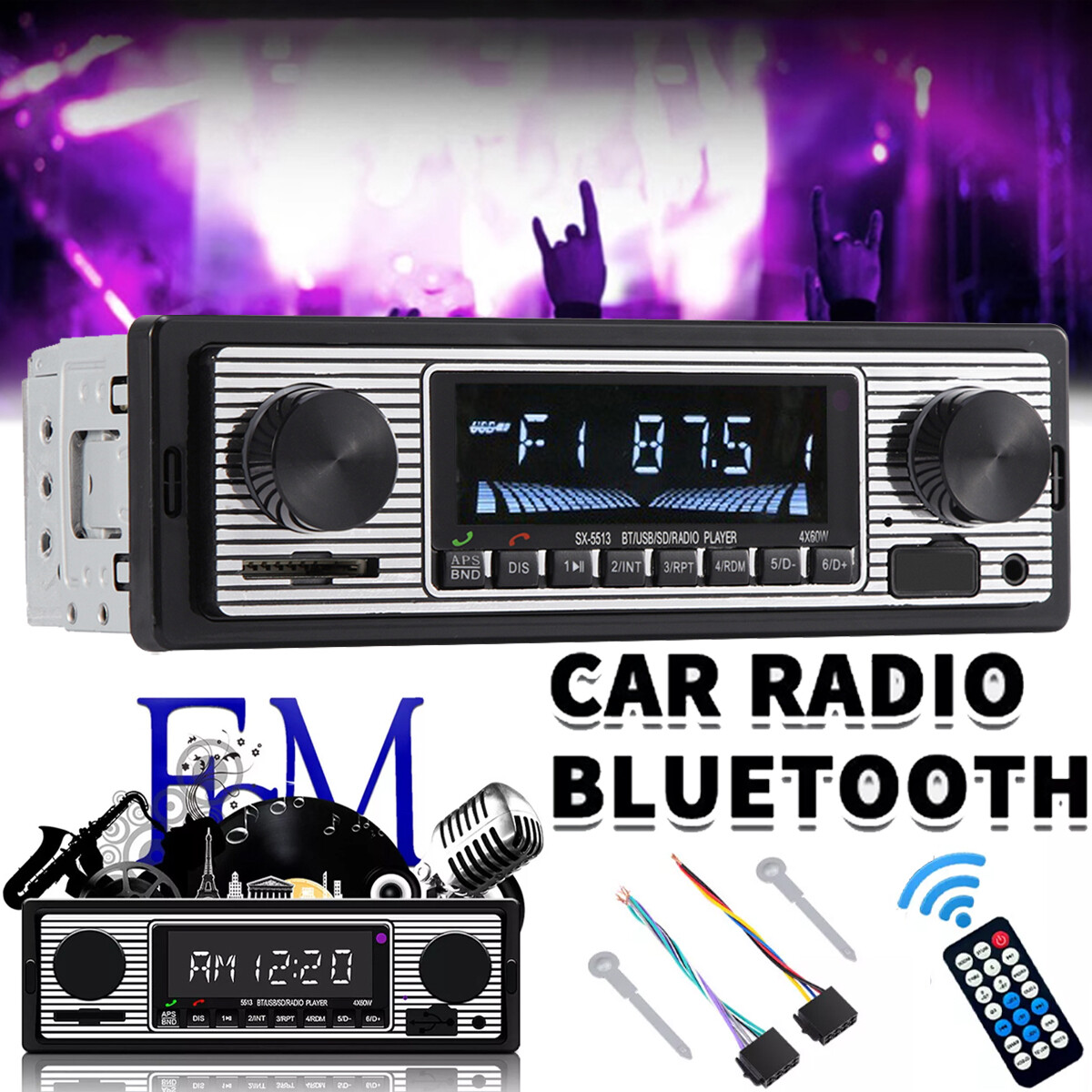Car Radio Bluetooth Single DIN Car Stereo Audio MP3 Player Handsfree/FM/USB/AUX