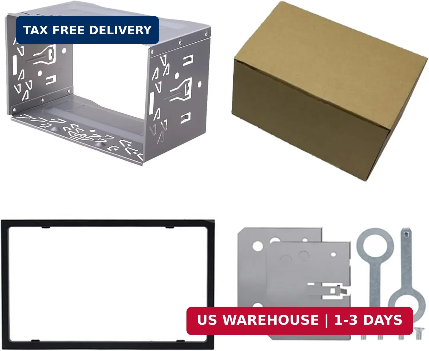 Universal Double DIN Car Stereo Cage,with Metal Frame, Car Radio Fitting Kit,for