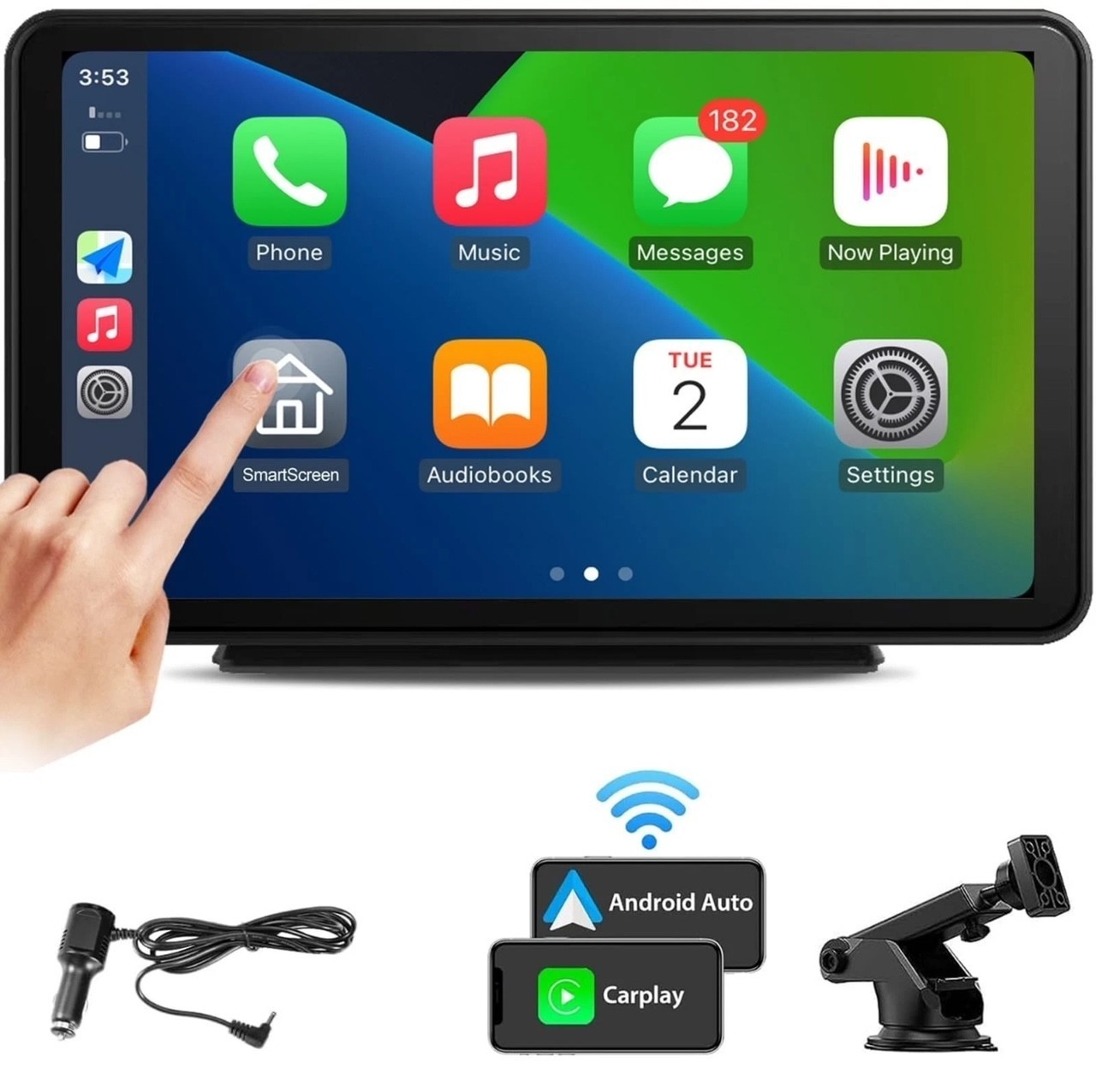 7” Portable CarPlay Android Auto Touch Screen Car Radio Stereo GPS FM BT NAVI