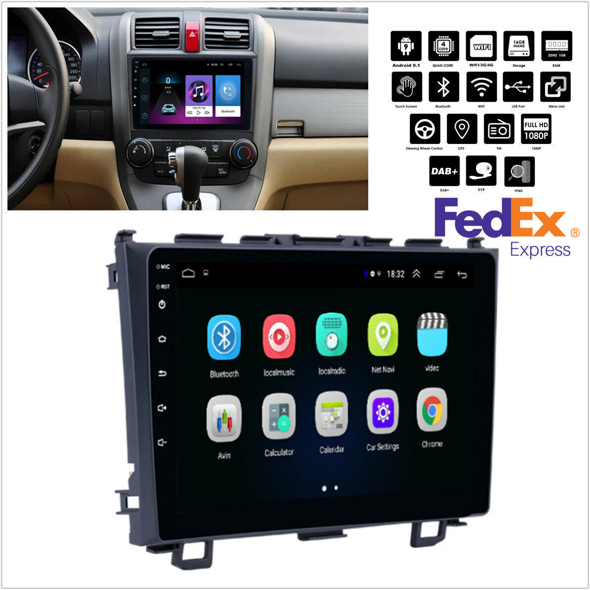 For Honda CRV 2006-11 9” 1GB＋16GB Car Stereo Radio GPS WIFI 4G Mirror Link OBD