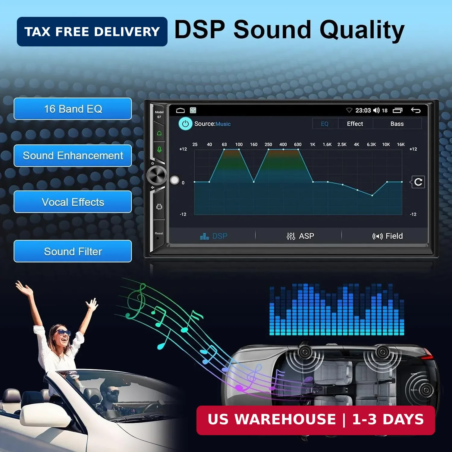 Double Din Car Stereo Wireless Apple CarPlay Android Auto,7 in Android Car Radio