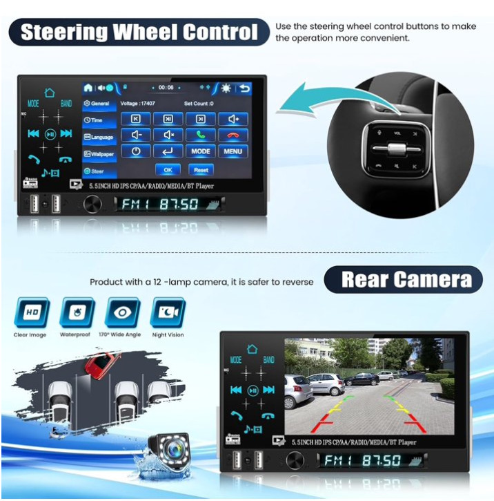 Estereo De Pantalla con Bluetooth Para Coche Carro Auto MP3 Player WMA/WAV/APE/F